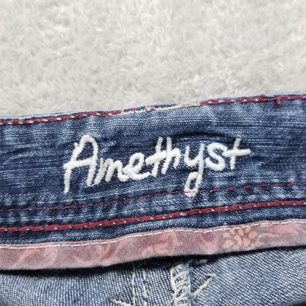 Amethyst Jeans Womes 16 Blue Straight Low Rise Embroidered Flap Pockets - Picture 4 of 10